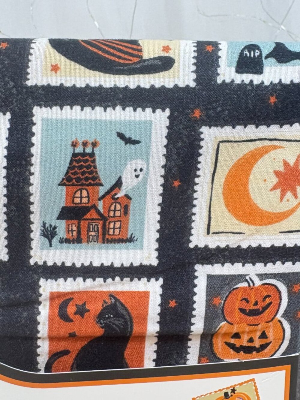 Envogue QUEEN Sheet Set Halloween Icons Stamps Cat Pumpkin Ghost Haunted House - Picture 4 of 7